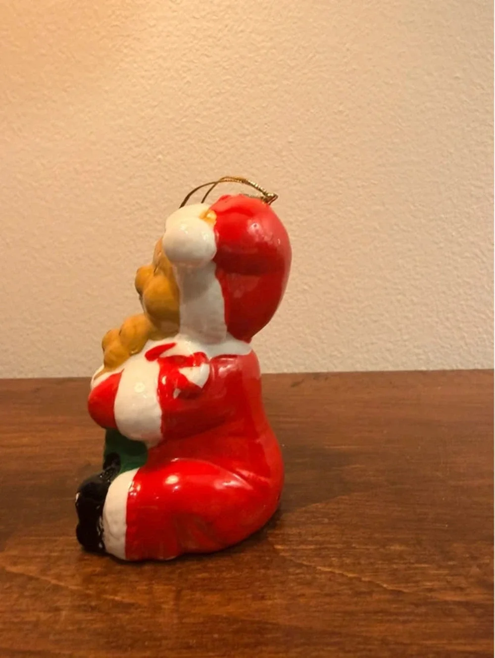 Vintage Santa Bear with Cub Ceramic Christmas Ornament 1991 Holiday Decor